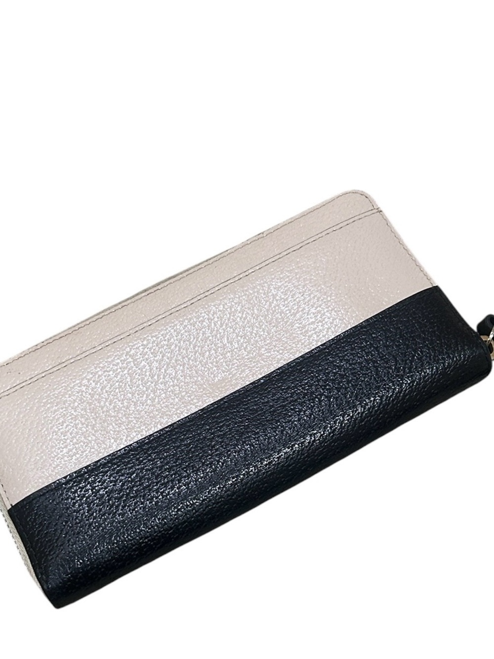 kate spade New York Two-Tone Black & cream pebble leather Zip Wallet - Picture 2 of 6